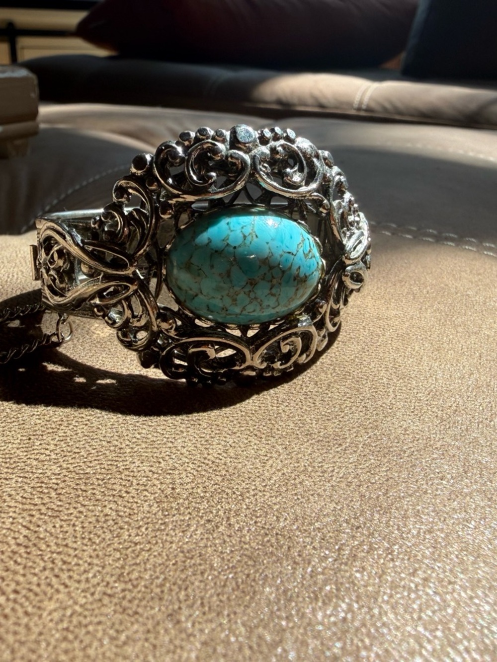 Turquoise Stone Filigree Bracelet – Women Jewelry